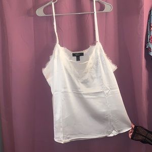 Silky White Lace Trim Camisole